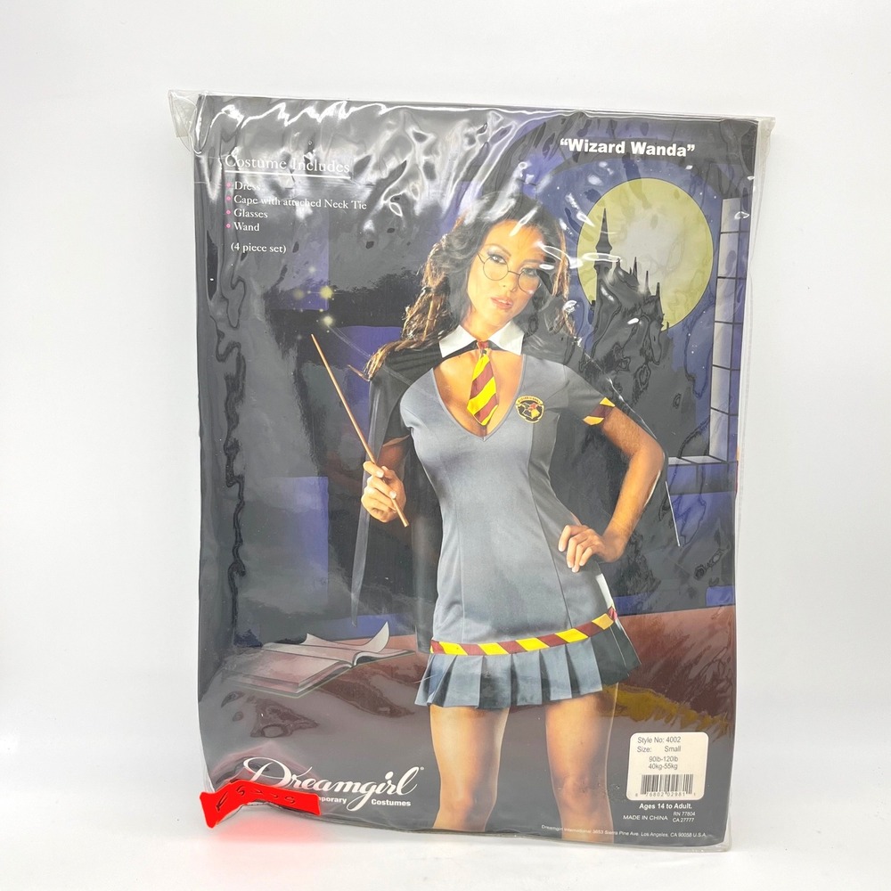 Dreamgirl Wizard Wanda Costume Set Small 4002 Grey Dress Cape Wand Glasses